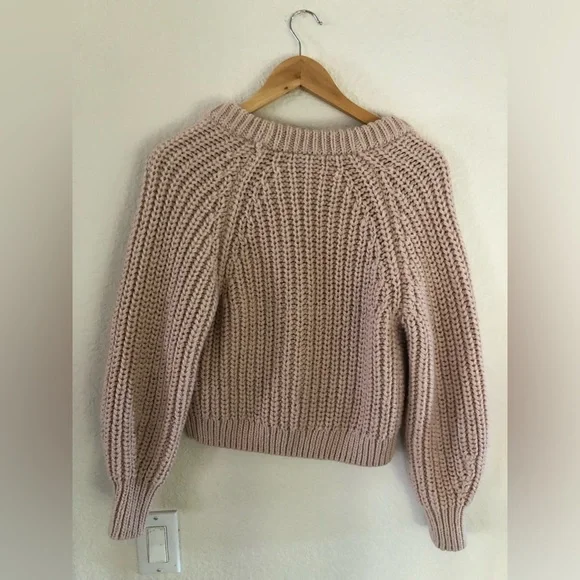 H&M Dusty Rose Chunky Knit V-Neck Button Cardigan - Picture 2 of 7